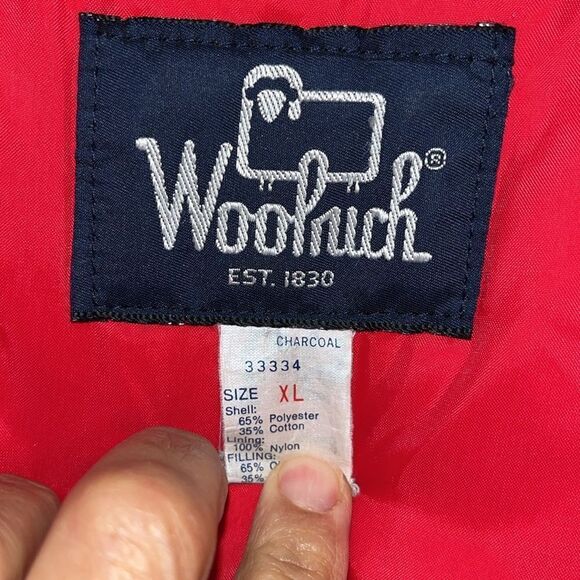 Vintage Gray/Red heavy quilted Woolrich Zipper Chore jacket coat Made in USA XL - Picture 3 of 5